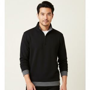 Alfani Mens Regular-Fit Sweatshirt Solid 1/4-Zip Deep Black